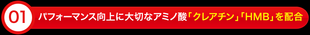 パフォーマンス向上に大切なアミノ酸「クレアチン」「HMB」を配合