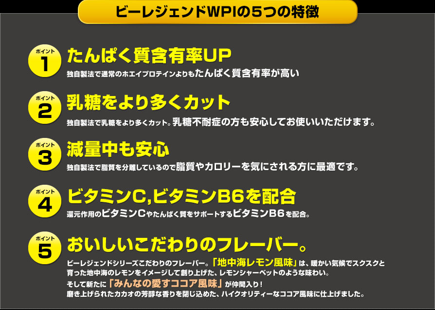 ビーレジェンドWPIの５つの特徴